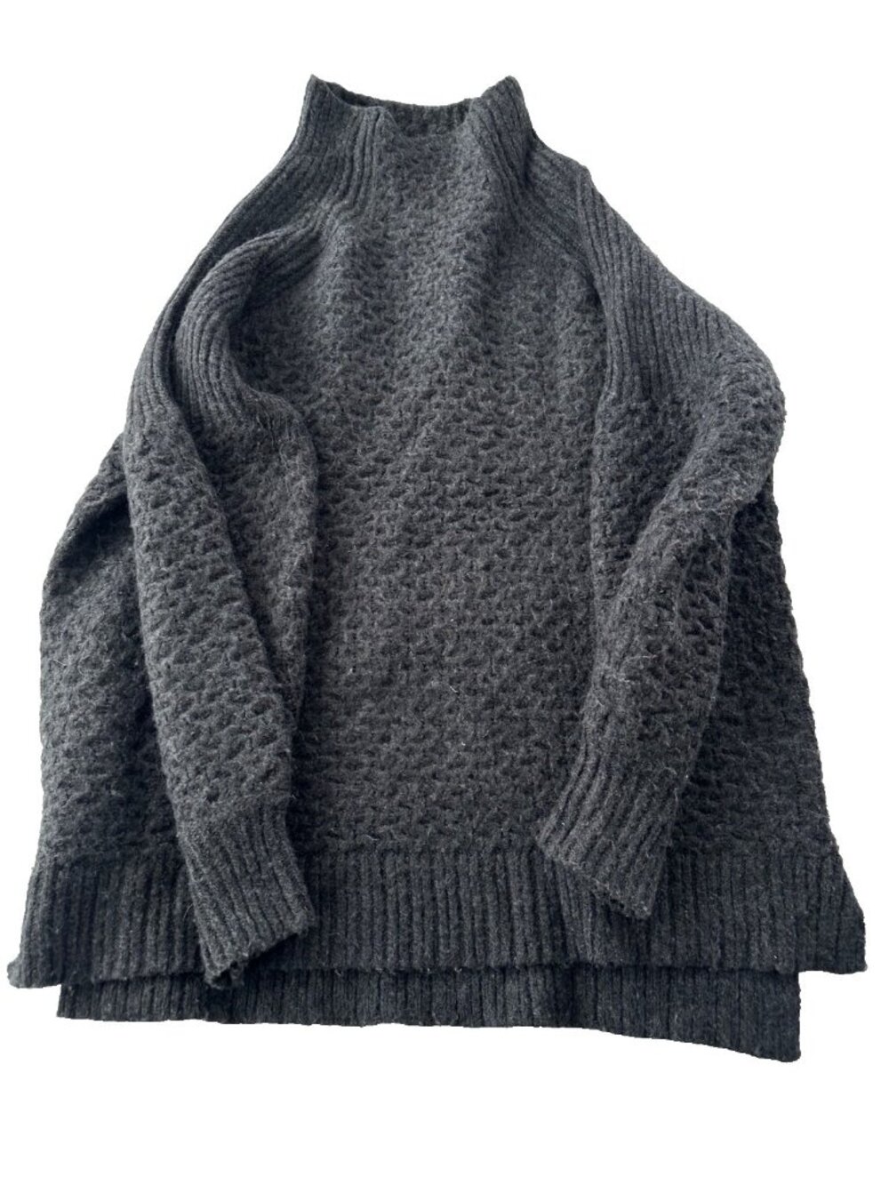 Anthropologie XL Bia Mock Neck Alpaca Blend Tunic Sweater in Carbon - Picture 2 of 4